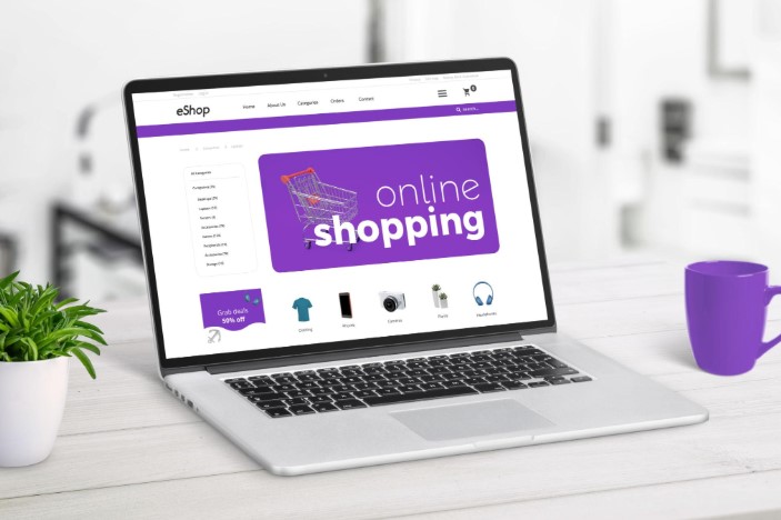 Laptop showing e-commerce store dashboard