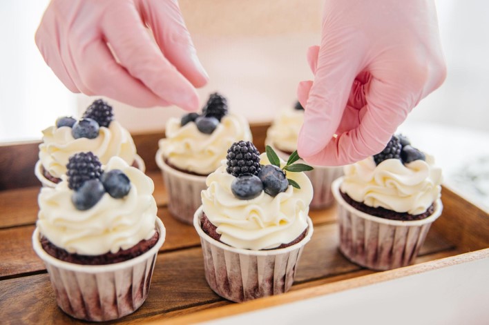 Home-based bakery entrepreneur preparing desserts