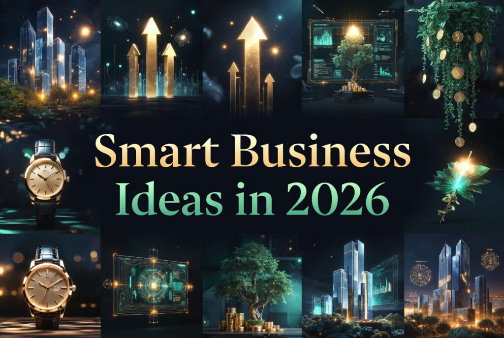 Smart Business Ideas in 2026 - Premium luxury futuristic business concept in cinematic style
